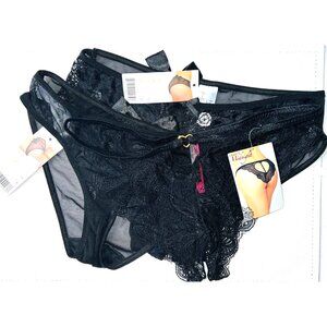 Set of 3 Sexy Baci & 7 Til Midnight Womens Black Lace Panties  OS